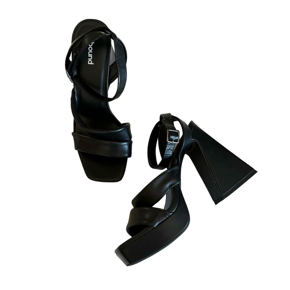 Abound Women’s Tracy Puffy Strap Black Chunky Platform Sandals Size 8.5
